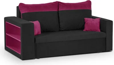 Produktbild von 2-Sitzer-Sofa mit Schlaffunktion PABLO1 - Schwarz/Rosa