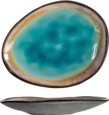 Image de H&h Set de 6 soucoupes Teide en grès bleu, 15 cm