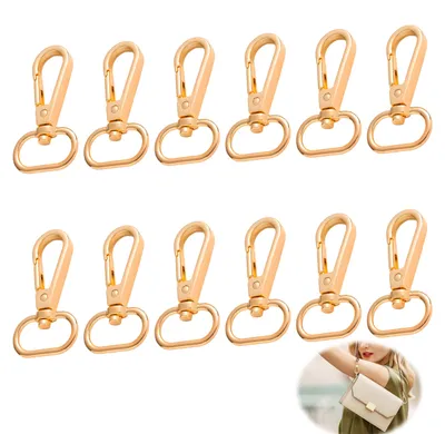 12 goldene drehbare Karabinerhaken, 360°, Legierung, für DIY