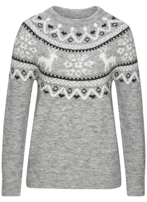Produktbild von LASCANA Norwegerpullover aus weichem Strick, warmer Rundhalspullover grau meliert Größe 32/34