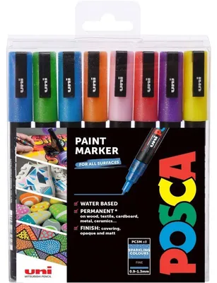Produktbild von Satz Acrylmarker - 8 Stück / Glitzerfarben