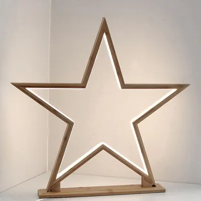 Produktbild von LED Deko Weihnachtsstern zum hängen - 52 cm - Bambus Hängelampe Stern Fensterdeko