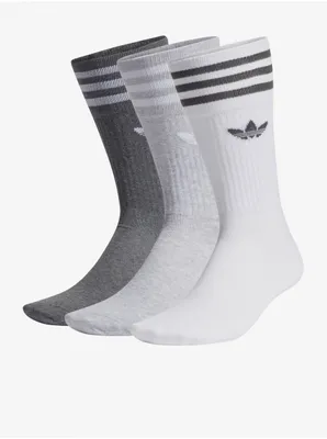 Obrázek produktu pro Sada tří uniových ponožek v barvách bílá, šedá a tmavě šedá – adidas Originals Solid Crew Sock – velikost 35–38