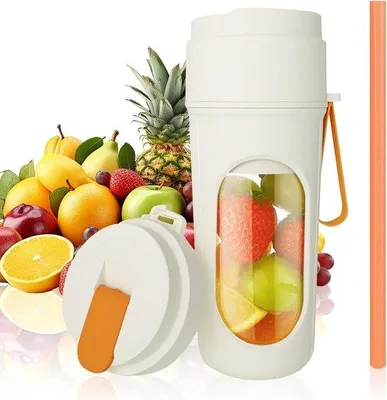 Obrázek produktu pro Ruční mixér na smoothie, přenosný USB mixér o objemu 450 ml s 12 nerezovými nástavci, mini mixér na smoothie, malý přenosný stolní mixér, ideální do posilovny, kanceláře, na kempování a na cesty (1500 mAh, oranžový).