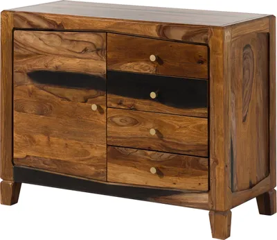 Image de MASSIVMOEBEL24 | ANCONA #215 Buffet en bois de sheesham - laqué / brun foncé 100x45x80