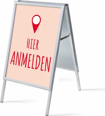 Produktbild von Showdown Kundenstopper - DIN A1 - Komplett-Set - Hier Anmelden Deutsch - Rot/Schwarz