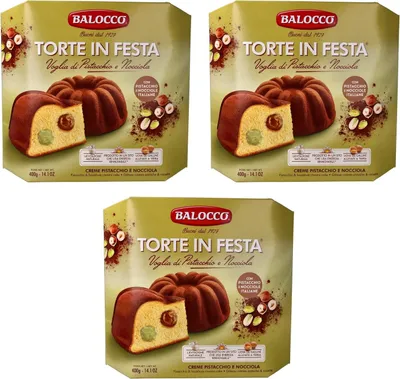 Produktbild von 3x Balocco Torte in Festa Voglia di Pistacchio e Nocciola Kuchen gefüllt mit köstlicher Pistazien- und Haselnusscreme 400g