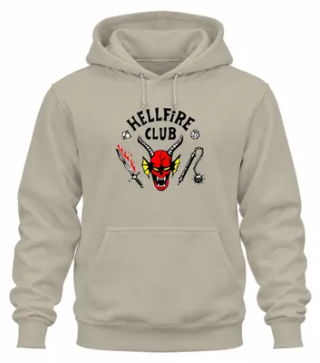Produktbild von HELLFIRE CLUB Dämon Schädel Hörner D20 Flammenschwert Hoodie Kapuzenpullover, Natur, 3XL