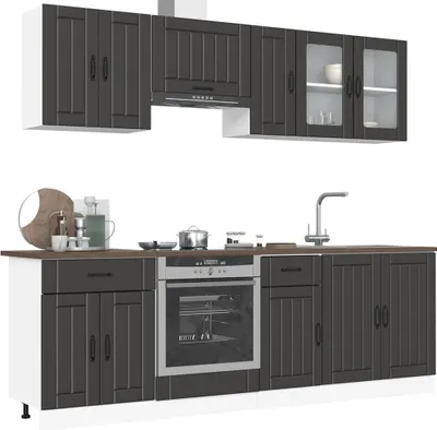Produktbild von Möbel 8-tlg. Küchenschrank-Set Kalmar Schwarz Holzwerkstoff - Küchenschränke 3314832