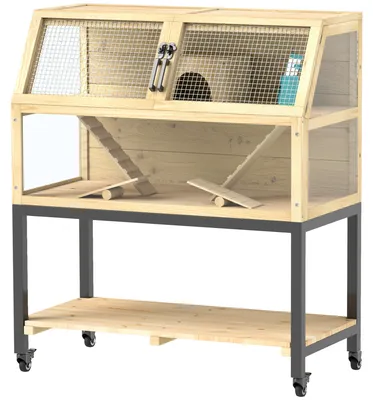 Produktbild von PawHut Zwerghamsterkäfig aus Holz, 87 x 43 x 101 cm Nagerkäfig mit Ablagefläche