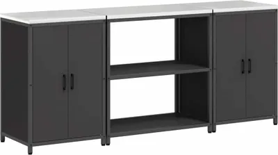 Produktbild von Aufbewahrungsset für die Küche mit Regal mit Tür 3 pcs Schwarz