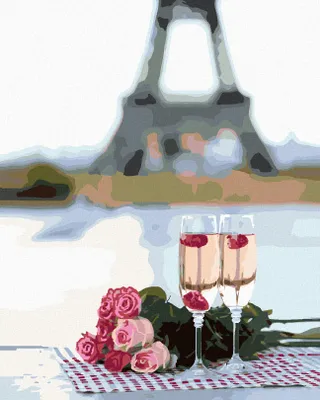 Produktbild von Zuty - Malen nach Zahlen - GLÄSER UND ROSEN IN PARIS UND EIFFELTURM 2, 40x50 cm, mit Keilrahmen (bereits gespannt)