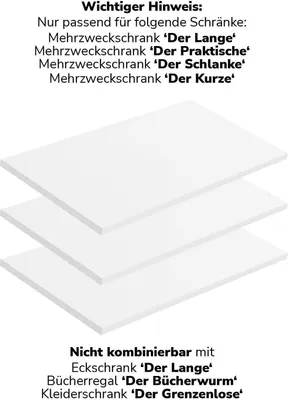 Produktbild von mokebo® Einlegeböden für Schränke aus Holz 'Die Einleger' in weiß, für mokebo Mehrzweckschrank, Aktenschrank oder Dielenschrank in 57x1.50x29.50 (B/H/T in cm)