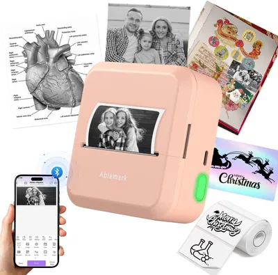 Produktbild von Mini Sticker Drucker Bluetooth Thermodrucker Tragbarer Etikettendrucker für Smartphone, 20–50 mm Aufkleberdrucker mit Papierrolle für Fotos, Notizen