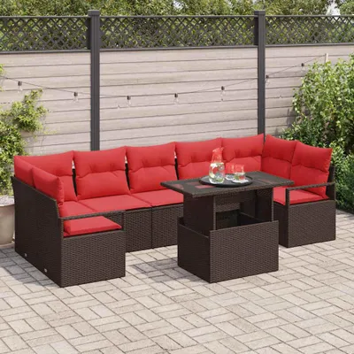Zdjęcie produktu dla Maison Exclusive - Zestaw mebli ogrodowych, sofa i fotele, 8 sztuk. Brązowy, wykonane z rattanu syntetycznego