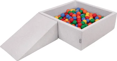 Produktbild von KiddyMoon Spielplatz Aus Schaumstoff Mit 100 Bälle 7cm Hindernisläufen Quadrat Bällebad Mit Zwickel Element Für Babys Und Kinder