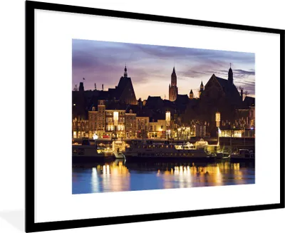 Produktbild von MuchoWow® Gerahmtes Poster Licht - Wasser - Maastricht 90x60 cm - Poster mit Schwarzem Bilderrahmen Wandposter Rahmen Foto Bilder - Wanddekoration - Fotos