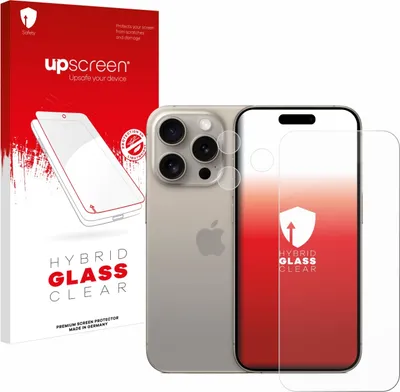 Produktbild von upscreen Schutzglas für Apple iPhone 15 Pro (Display+Kamera) Schutzfolie Panzer Folie Glas Display Schutz klar