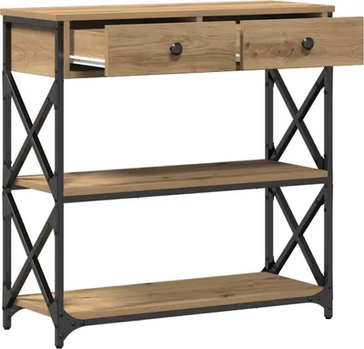 Image de vidaXL Console Table avec tiroirs Chêne Artisan 75 x 28 x 75 cm