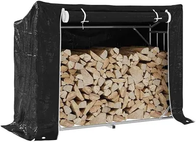 Productafbeelding van Houtopslagrek van verzinkt staal met afdekking, 151 x 60,5 x 110,5 cm, weerbestendig, draagvermogen van 180 kg voor het opslaan van hout, houtstapel, tuin en buiten