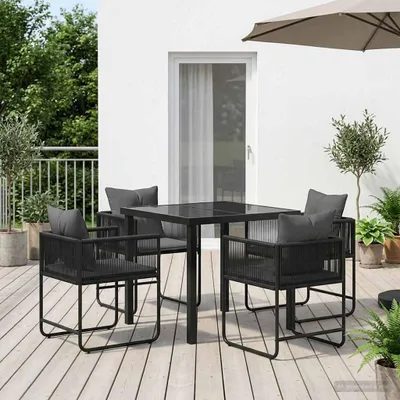 Obrázok produktu pre Maison Exclusive – Záhradná jedálenská súprava, 5-dielna, čierna a antracitová, 80 x 80 x 73 cm