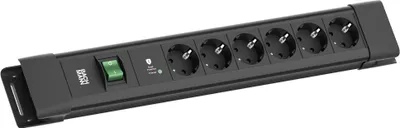Image de BACHMANN CONNECTUS 6xCEE7/3, 1xSPD-Plus 1xinterrupteur 2,0m CEE7/7 Noir