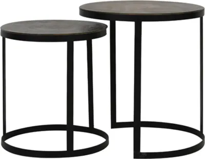 Produktbild von Light & Living Beistelltisch Set von 2 Trelo Antik Bronze Schwarz - Ø41x46 + Ø49x52 cm