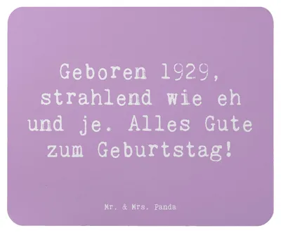 Produktbild von Mr. & Mrs. Panda Mousepad Spruch 1929 Geburtstag - Lavendeltraum - Geschenk, Glückwunsch, Geburtsjahr, pc mauspad, laptop, Wertschätzung, Happy Birthday, strahlend, Alter