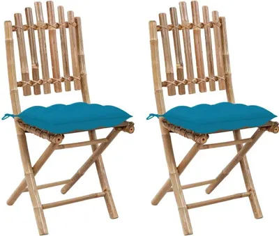 Produktbild von Klappbare Gartenstühle 2 Stk. mit Kissen Bambus