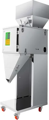 Obrázok produktu pre Automatický plniaci stroj - Dávkovacia stupnica 10-999 g - 200 W - Na vrecká a fľaše - Na zrnkovú kávu a granulát - Strieborný