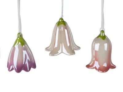 Produktbild von 3er Set Deko Hänger FRÜHLINGSBLÜTEN H. 8+7cm mit Lüster Effekt Formano F25
