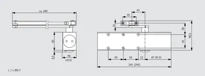 Produktbild von Dormakaba Türschließer TS83 Flachgestänge EN 3-6 mit Feststellung und Abschaltung, weiß
