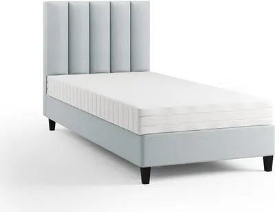 Obrázek produktu pro Čalouněná postel Boxspring Postel KONGO bez matrace 100 x 200 cm Postel do ložnice Postel pro mládež Dětská postel Hotelový pokoj (Paris 161 - světle šedá)