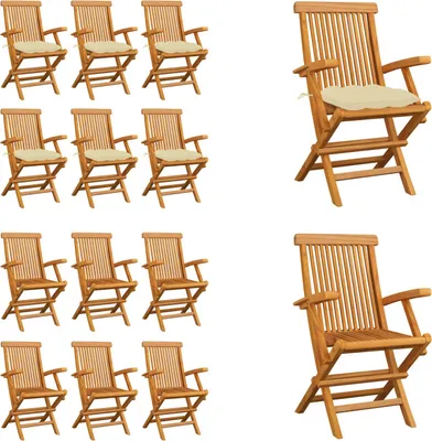Produktbild von vidaXL Gartenstühle mit Cremeweißen Kissen 6 Stk. Massivholz Teak - Gartenstuhl - Gartenstühle - Gartenstuhl Holz - Gartenstuhl Massivholz
