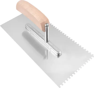 Produktbild von Zahnkelle Zahnspachtel Glättekelle 270mm Zahnung Edelstahl Traufel Kelle holz (4x4)