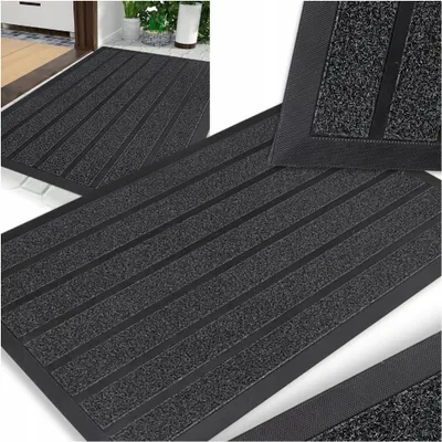 Produktbild von Fußmatte 60x90 cm Fussmatten Rutschfest Schmutzfangmatte für Innen und Außenbereich Grau Türmatte Ideal für Haustür und Büro Haustürmatte