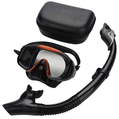 Immagine prodotto di Set per snorkeling con maschera a maschera ampia - Maschera da snorkeling - Leggero e portatile - Ideale per nuotare sott'acqua - Realizzato con materiali di alta qualità