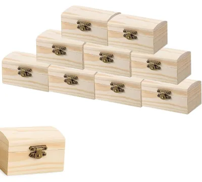 Immagine prodotto di Set di 10 mini bauli in legno per progetti creativi
