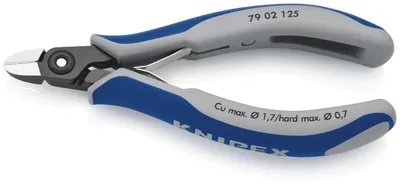 Produktbild von KNIPEX 79 02 125 SB Präzisions-Elektronik-Seitenschneider mit Mehrkomponenten-Hüllen brüniert 125 mm (SB-Karte/Blister)