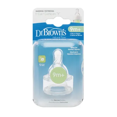 Produktbild von Dr. Browns Silikonsauger 2er Pack Y-Cut Babyflasche Sauger Trinksauger 9 Monate
