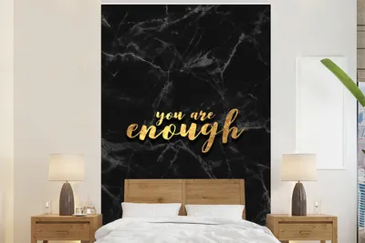 Produktbild von MuchoWow® Fototapete für Wohnzimmer oder Schlafzimmer Wandtapete Vinyl Motivtapete Zitate - Sprichwörter - Gold - Marmor - 195x300 cm - Das Hintergrundbild