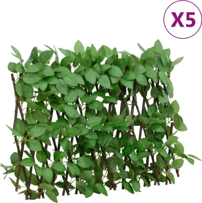 Produktbild von Design Rankgitter mit Künstlichem Efeu 5 Stk. Erweiterbar 180x30 cm, Drahtzäune 2024 Neu