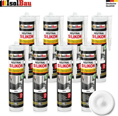 Neutralsilikon Naturstein Silikon Granit Marmor Sanitär Inn/Auß 8 x 300ml Weiss