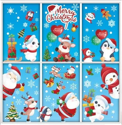 Weihnachts-Fensteraufkleber, 168 Stück, bunt, wiederverwendbar
