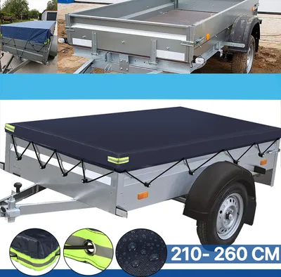 Obrázok produktu pre Plachta na príves Plochá plachta s plachtovým lanom, 250x130x8cm modrá, reflexné pruhy Plachta na príves pre 500kg/750kg príves