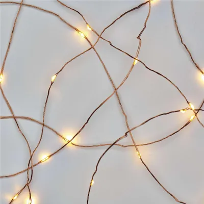 LED vánoční nano řetěz, 1,9 m, 2x AA, vnitřní, teplá bílá, časovač