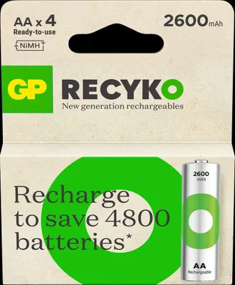 Produktbild von GP Batteries 201246, Wiederaufladbarer Akku, AA, Nickel-Metallhydrid (NiMH), 1,2 V, 4 Stück(e), 2600 mAh