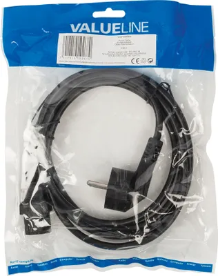 Produktbild von Valueline Kaltgerätekabel mit gewinkeltem Schutzkontakt-Stecker - IEC-320-C13 2,00 m schwarz VLEP10000B20