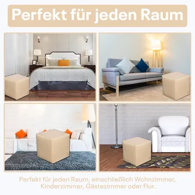 Produktbild von Best For Home Sitzwürfel als Sitzhocker und Fußhocker für das Wohnzimmer | Weiches Polstermaterial, belastbar bis 300 kg