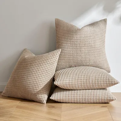 Productafbeelding van Kussensloop, corduroy, 40x40 cm, zandkleur, set van 4